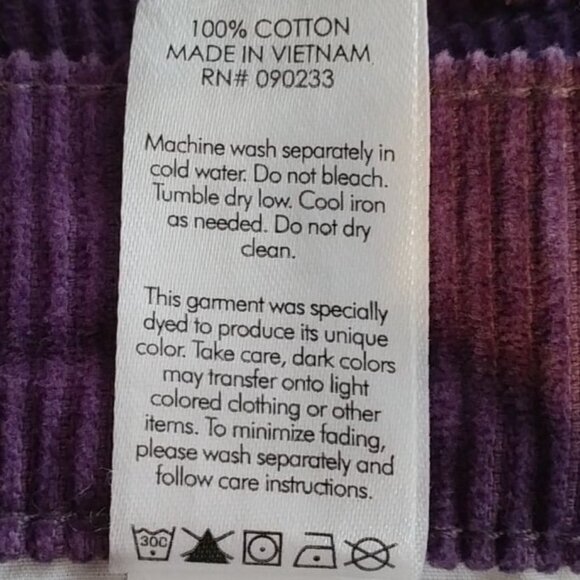 Pac Sun Women's Lavender Corduroys Button Fly Raw Hem Pants Size 12 - Picture 7 of 10